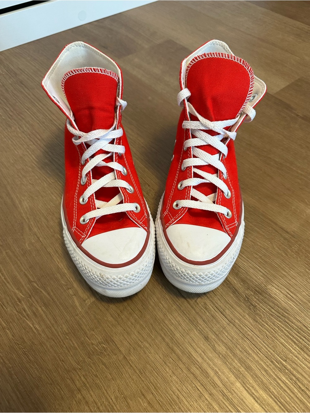 Converse Kids Red High-Top Canvas Sneakers with White Accents